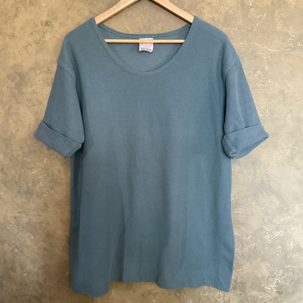 Vintage Avon Fashions Thick Knit Cotton Blend Longline Tunic Tee